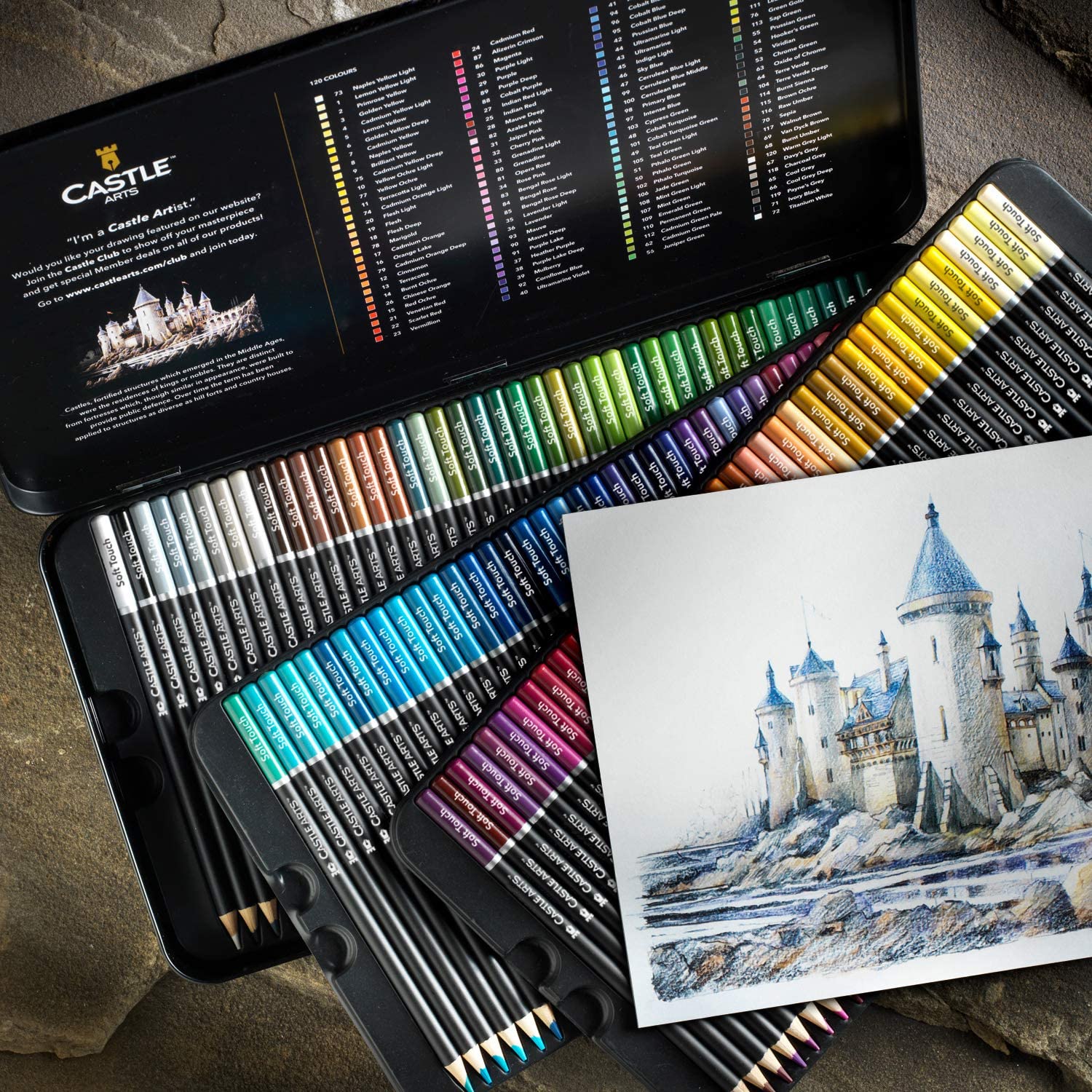 Castle Art Supplies 120 Colored Pencils Zip-Up Set perfect for all